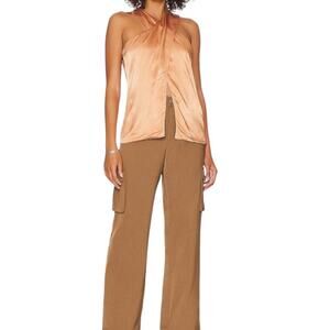 Revolve Lanston Cross Front Halter Top Honey Size XS New With Tag Key Hole Back